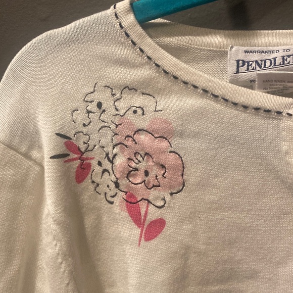 Pendleton size small cute floral cardigan sweater great condition cotton blend - Picture 4 of 10